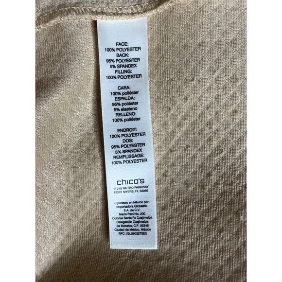 Chico's Size 2 US L-12 Beige Textured Jacquard Jacket Business Preppy Minimalist - Picture 3 of 16